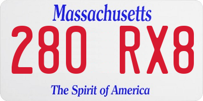 MA license plate 280RX8