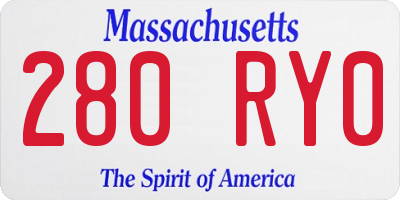 MA license plate 280RY0
