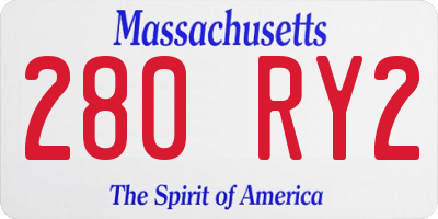 MA license plate 280RY2