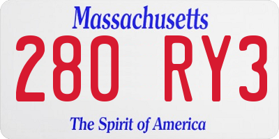 MA license plate 280RY3