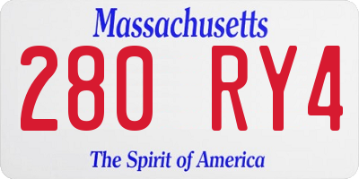 MA license plate 280RY4
