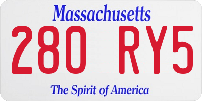 MA license plate 280RY5