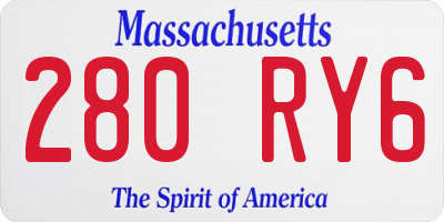MA license plate 280RY6