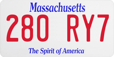 MA license plate 280RY7