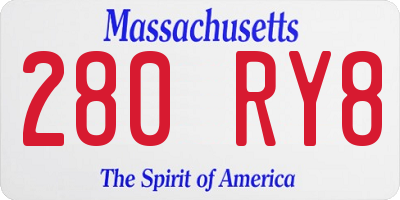 MA license plate 280RY8