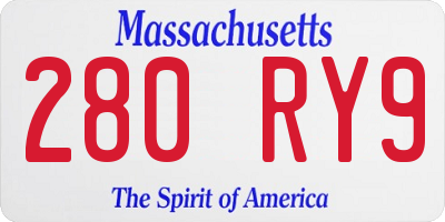 MA license plate 280RY9