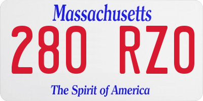 MA license plate 280RZ0