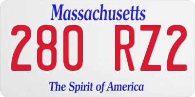 MA license plate 280RZ2