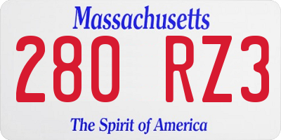MA license plate 280RZ3