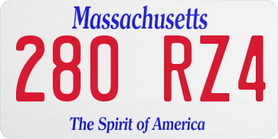 MA license plate 280RZ4
