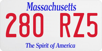 MA license plate 280RZ5