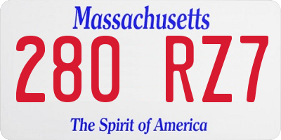 MA license plate 280RZ7