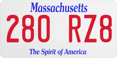 MA license plate 280RZ8