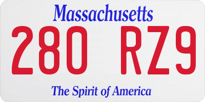 MA license plate 280RZ9