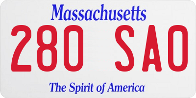MA license plate 280SA0