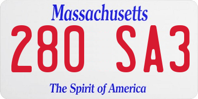 MA license plate 280SA3