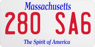 MA license plate 280SA6