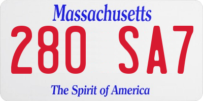 MA license plate 280SA7