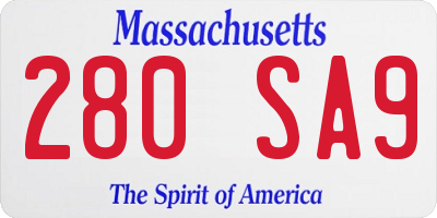 MA license plate 280SA9