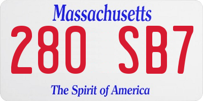 MA license plate 280SB7