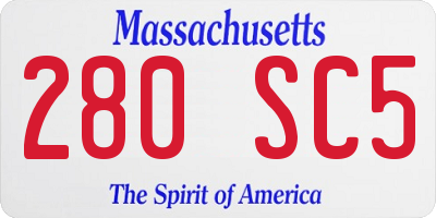 MA license plate 280SC5