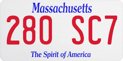 MA license plate 280SC7