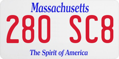 MA license plate 280SC8