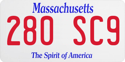 MA license plate 280SC9