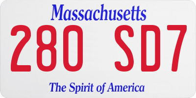 MA license plate 280SD7