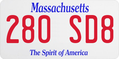 MA license plate 280SD8