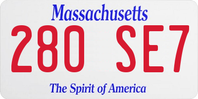 MA license plate 280SE7