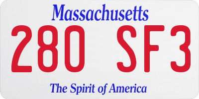 MA license plate 280SF3