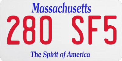 MA license plate 280SF5
