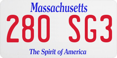 MA license plate 280SG3