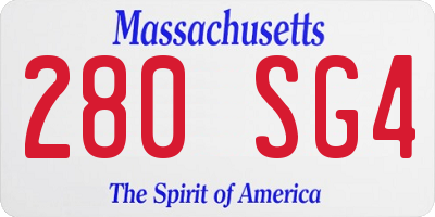 MA license plate 280SG4