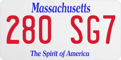 MA license plate 280SG7