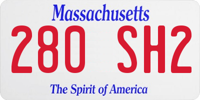 MA license plate 280SH2