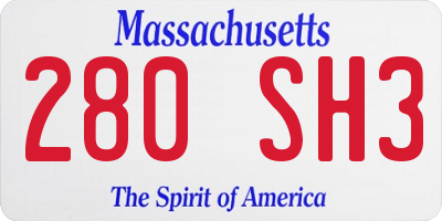 MA license plate 280SH3