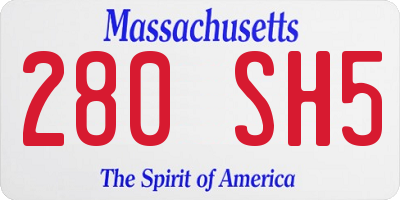 MA license plate 280SH5