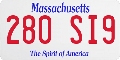MA license plate 280SI9