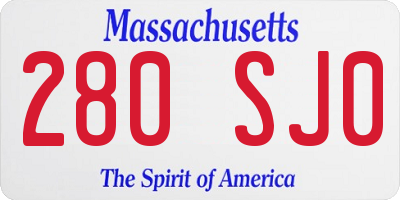 MA license plate 280SJ0