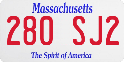 MA license plate 280SJ2