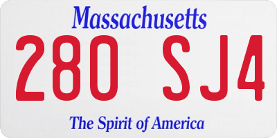MA license plate 280SJ4