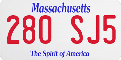 MA license plate 280SJ5
