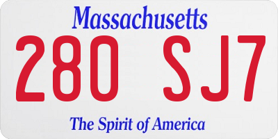 MA license plate 280SJ7