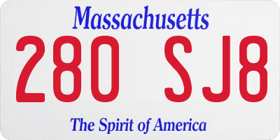 MA license plate 280SJ8