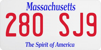 MA license plate 280SJ9