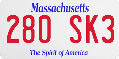 MA license plate 280SK3