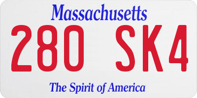 MA license plate 280SK4