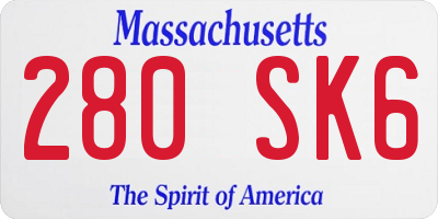 MA license plate 280SK6